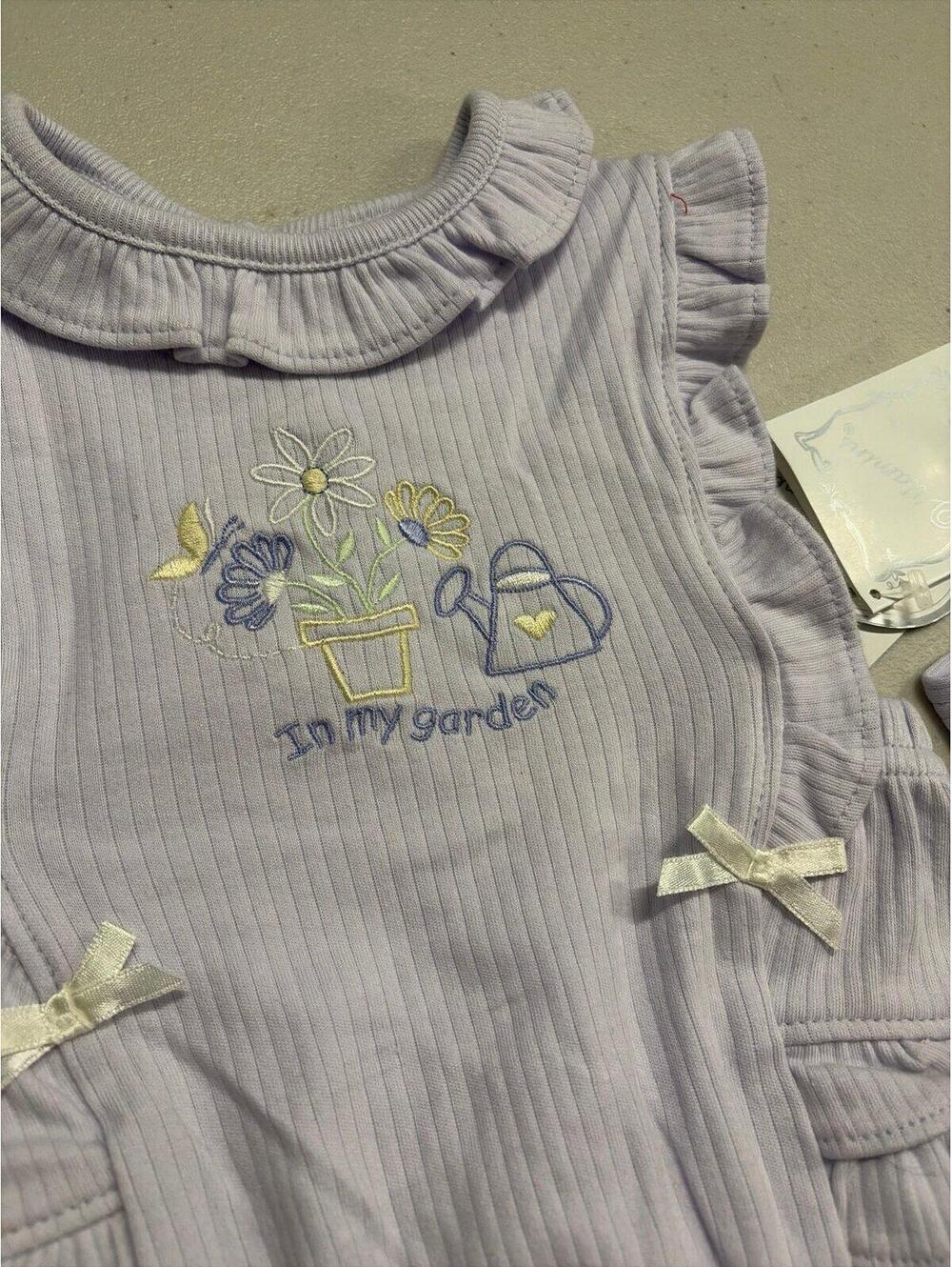NWT Vintage Vitamins Kids Light Purple Watering Can Garden Bubble Romper 6-9M